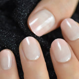 Xkopo Summer Short Natural Nude White French Nail Tips False Fake Nails Gel Press on Ultra Easy Wear for Home Office Wear2022513