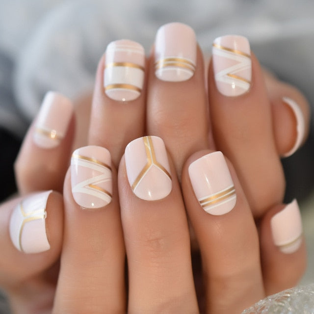 Xkopo Summer Short Natural Nude White French Nail Tips False Fake Nails Gel Press on Ultra Easy Wear for Home Office Wear2022513