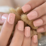 Xpoko Summer Short Natural Nude White French Nail Tips False Fake Nails Gel Press on Ultra Easy Wear for Home Office Wear