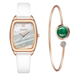 New stock! ! Women Watches Fashion Square Ladies Quartz Watch Bracelet Set Green Dial Simple Rose Gold Mesh Luxury Women Watches