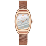 New stock! ! Women Watches Fashion Square Ladies Quartz Watch Bracelet Set Green Dial Simple Rose Gold Mesh Luxury Women Watches