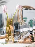 Nordic Decorative Vase Transparent Glass Vase Living Room Decoration Accessories Dried Flowers for Decoration Terrarium Decor