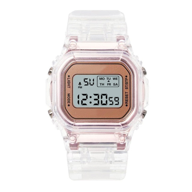 Women Watches PCV / F91W Steel Strap Sports Watches Women Electronic Wrist Band Clock Students LED Digital Watch Crystal Square