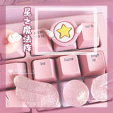 artisan keycap Personality Girl Decoration PBT Pink Cute Beautiful Girl Anime Magic Girl Cartoon R4 Mechanical Keyboard Cap