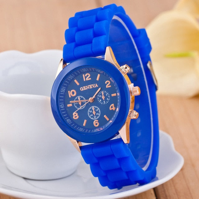 Classic Style Geneva Jelly Macaron Silicone Watch  Student Children's Gift Quartz Watch Jam Tangan Free Shipping