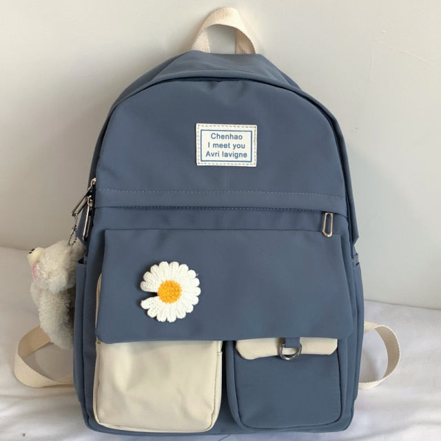 Xpoko Girl College Student Backpack Cute Flower Nylon Women School Bag Lady Kawaii Backpack Female Fashion Bags Book Trendy Travel New