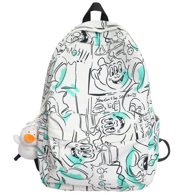 Female Graffiti Print Men Bags Harajuku Girl Male School Backpacks Ladies Fashion Waterproof Backpack Women Book Boy Bag Student
