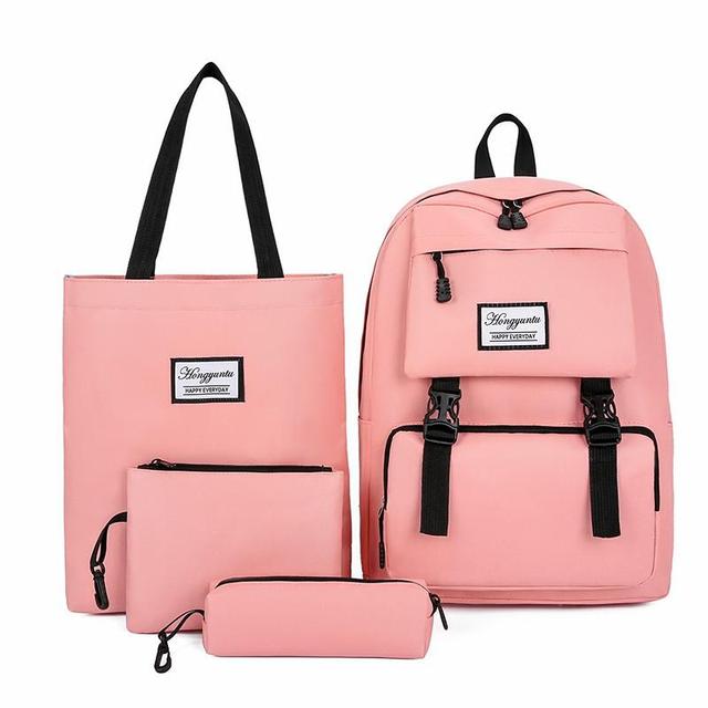 Back to school 4-piece set Casual School Backpack School Bags For Teenager Girl Nylon Women Backpack Children Student Shoulder Bags Mochilas