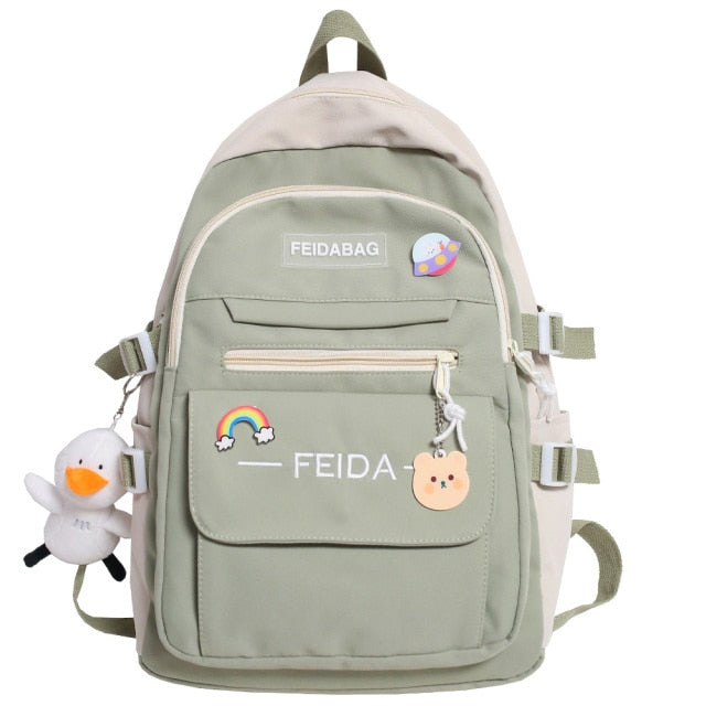 Student Laptop Female Book Bag Fashion Cute Women Backpack School Ladies Cool Harajuku Bag Girl Nylon Kawaii Backpack Waterproof