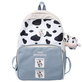 Kawaii Book Girl Student Backpack Embroidery Female Harajuku School Bag Fashion Laptop Cute Backpack Cows Leopard Women Bag Lady