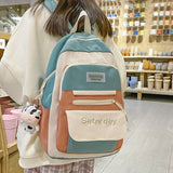 Zipper Small Label Couple Backpack Waterproof Book Bag Boy Teenage Girl College Student Schoolbag Simple Design Women Rucksack