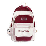 Zipper Small Label Couple Backpack Waterproof Book Bag Boy Teenage Girl College Student Schoolbag Simple Design Women Rucksack