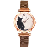 Fashion Watch Set Women 5pcs Quartz Wristwatch Mesh Bracelet Cat Dial Luxury Woman Watch Casual Ladies Clock Relogio Femenino
