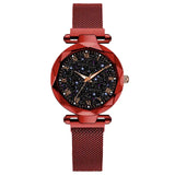 Women's Luxury Starry Sky Wristwatches Magnetic Magnet Buckle Quartz Clock Geometric Surface Female Luminous Bracelet Watches