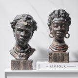 Vintage Sculpture African Artist Statues Resin Simulation Figure Sculpture Living Room Decoration Office Home Decor Accessories