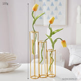 Nordic Decoration Home Glass Hydroponic Three Test Tube Vase Bathroom Living Room Decoration Accessories Terrarium Office Decor