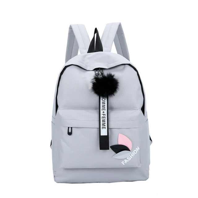 Back to school Korean Nylon Printing Solid Backpack Girl School Bags for Teenage College Wind Women SchoolBag High Student Bag Black Pink