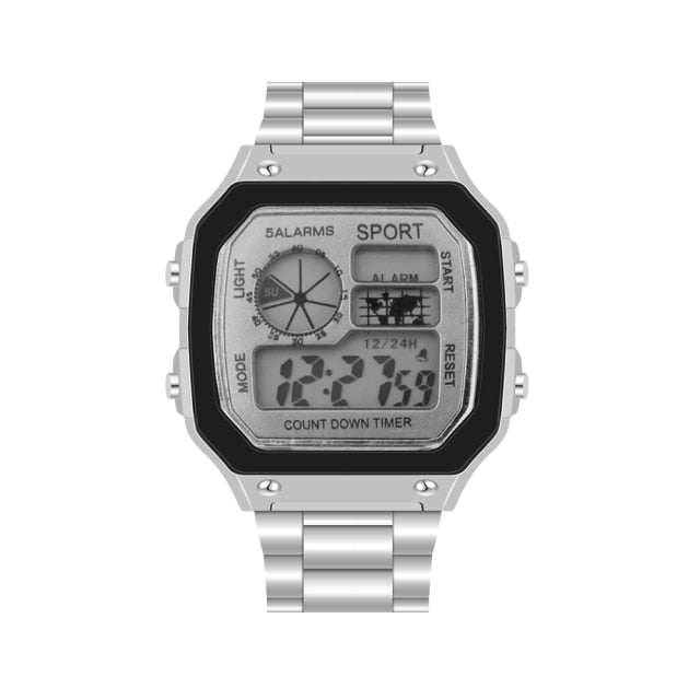 Men Luxury Watch Waterproof Golden Stainless Steel Business Digital Watches LED Alarm Clock Electronic Men's Sport Watch Relogio