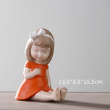 Creative Girl Figurine Resin Statue Sculpture Home Decor Figurines For Interior Home Living Room Decor Room Decorastion Gift