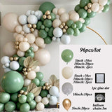 Xpoko Retro Green Gray Balloons Garland Arch Kit Vintage Premium Green Latex Globos Jungle Theme Wedding Birthday Party Decorations