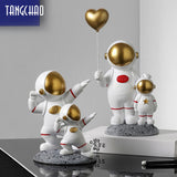 Parent-child Astronaut Sculpture Figurines Spaceman Statues Resin Modern Decorative Miniatures Cosmonaut Statues Gift For Kids