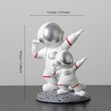 Parent-child Astronaut Sculpture Figurines Spaceman Statues Resin Modern Decorative Miniatures Cosmonaut Statues Gift For Kids