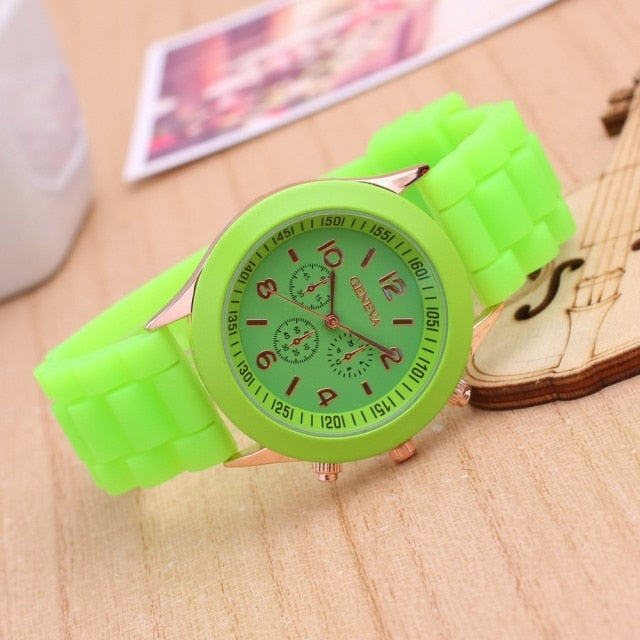 Classic Style Geneva Jelly Macaron Silicone Watch  Student Children's Gift Quartz Watch Jam Tangan Free Shipping