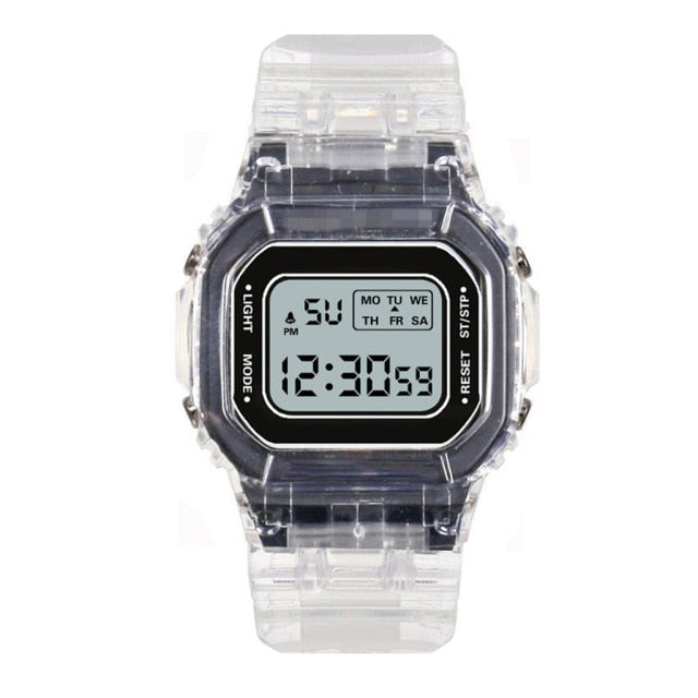 Transparent Digital Watch Luminous Square Waterproof Women Man Lover Watches Sports Electronic Wrist Watch Clock Wristwatch 2022