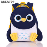 Back to school GREATOP Penguin Kids Backpack Baby Toddler Children School Bag 3D Cartoon Kindergarten Mochila for Boys Girls 2-5 Years