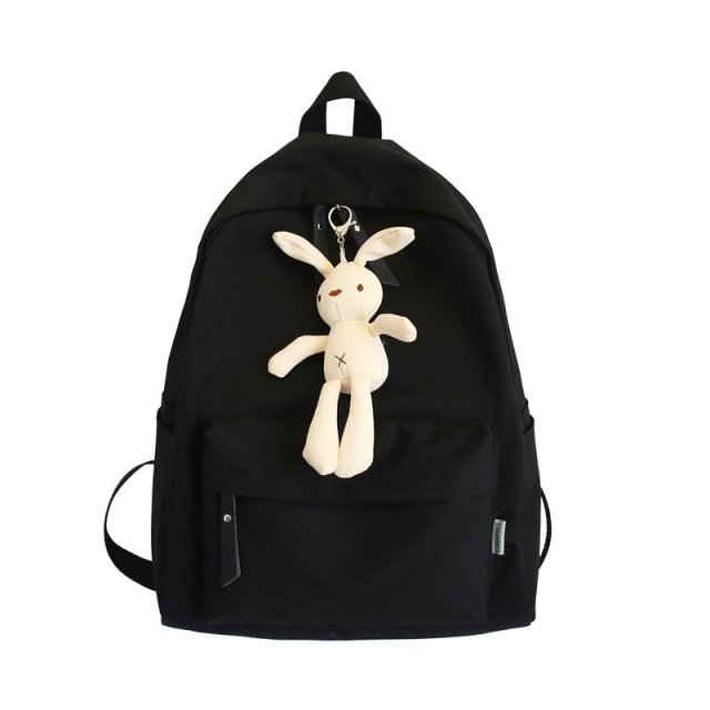 New Women Backpack Kawaii Mochila for Girls College Bookbag School Bag Waterproof Nylon Solid Black Travel Rucksack