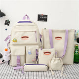Back to school 5 Pcs Set Backpacks Cute School Bags For Teenage Girls Women Backpack Casual Canvas Teen Student Shoulder Bags Mochila Escolar