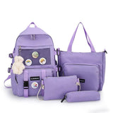 Back to school 4 pcs set Women's backpack kawaii school bags for girls mochila