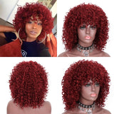 14inch Afro Kinky Curly Wig Short Mixed Brown Blonde Wig Synthetic Wigs for Black Women Heat Resistant Fiber Hair