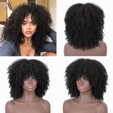 14inch Afro Kinky Curly Wig Short Mixed Brown Blonde Wig Synthetic Wigs for Black Women Heat Resistant Fiber Hair