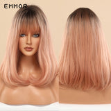 Xpoko Blonde Straight Wig With Bangs Lolita Bobo Hair Wigs Cosplay Natural Heat Resistant Synthetic Wigs for Women Daily Wigs