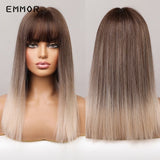 Xpoko Blonde Straight Wig With Bangs Lolita Bobo Hair Wigs Cosplay Natural Heat Resistant Synthetic Wigs for Women Daily Wigs