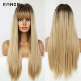 Xpoko Blonde Straight Wig With Bangs Lolita Bobo Hair Wigs Cosplay Natural Heat Resistant Synthetic Wigs for Women Daily Wigs