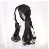 Long  curly synthetic wig with center bangs dark brown natural curly hair wig female Cosplay wig heat-resistant fiber wig