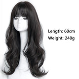 Long  curly synthetic wig with center bangs dark brown natural curly hair wig female Cosplay wig heat-resistant fiber wig