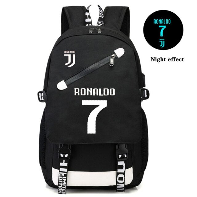 Usb Charging Luminous Ronaldo Backpack School Bags for Boys Teenage Back Pack Men Large Capacity Black Teen Bagpack 2021 New