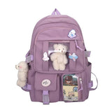 Xpoko Back to school 2023 Purple Backpack Women Waterproof Candy Colors School Backpacks Fancy High School Bags for Teenage Girl Cute Travel Rucksack