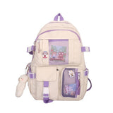 Xpoko Back to school 2023 Purple Backpack Women Waterproof Candy Colors School Backpacks Fancy High School Bags for Teenage Girl Cute Travel Rucksack