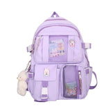 Xpoko Back to school 2023 Purple Backpack Women Waterproof Candy Colors School Backpacks Fancy High School Bags for Teenage Girl Cute Travel Rucksack