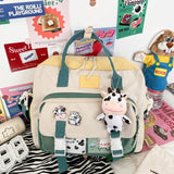 Back to school Women Multifunctional Backpack Female Portable Travel Bag Student Small Schoolbag Teenage Girl Lovely Badge Backpacks
