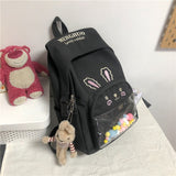 Back to school Cute Student Girl Backpack Nylon Shoulders Bag Multi Pocket With Pendant Schoolbag Women Rucksack Likable Wind Youth Satchel