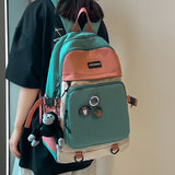 Back to school New Color Contrast Teenage Girl College Schoolbag Simple Neutral Women Backpack Fashion Student Cool Large Capacity Book Bag