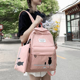 College Student Ladies Cartoon cute backpack Women Two-piece student Shoulder Bags Kawaii Backpack Nylon Girl Book Bag