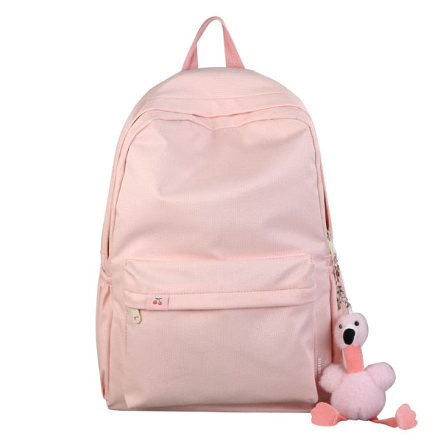 Large Capacity College Girl School Bag Cute Flamingo Women Backpack Fashion Light Travel Student Schoolbag Solid girl Knapsack
