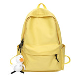 New Simple Solid Color Teenage Girl Backpacks Duckling Pendent Bag Large Capicity Women Backpack Waterproof Student Schoolbag