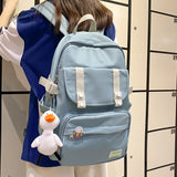 2022 New Simplicity Dormitory Wind Teenage Girl Student Bag Solid Color Women Rucksack Large Capacity Schoolbag Travel Backpack